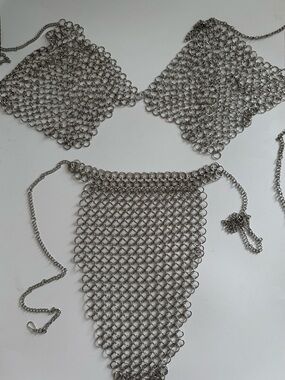 Silver Chainmail Bikini Set - Women's Jewelry